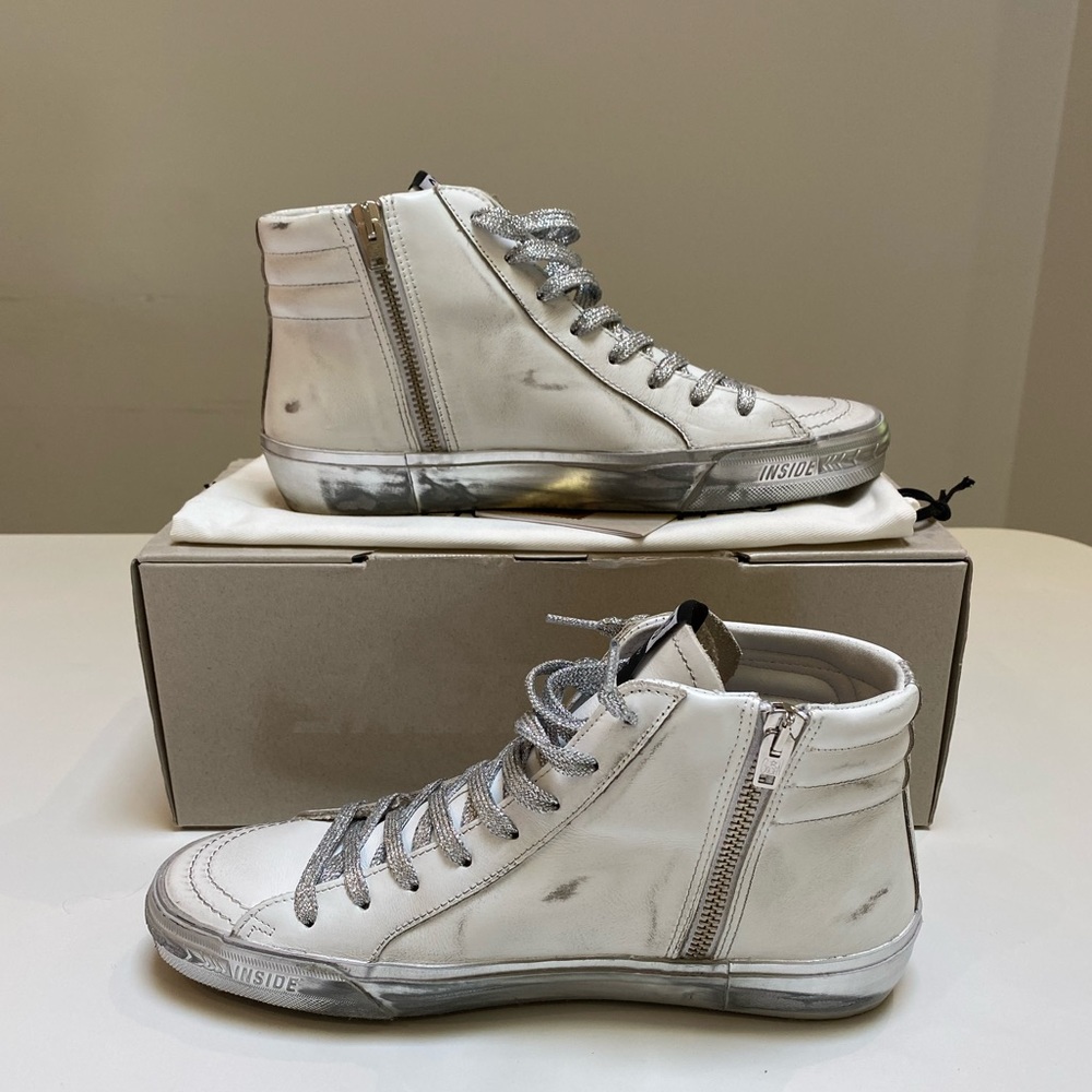 Golden Goose Slide White/Gold/Silver sz 39 NIB - Picture 5 of 11